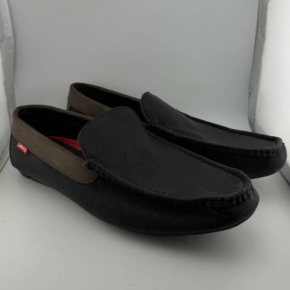 Levis Mens 13 Black Brown 51898440A Perforated Driving Moc Loafer